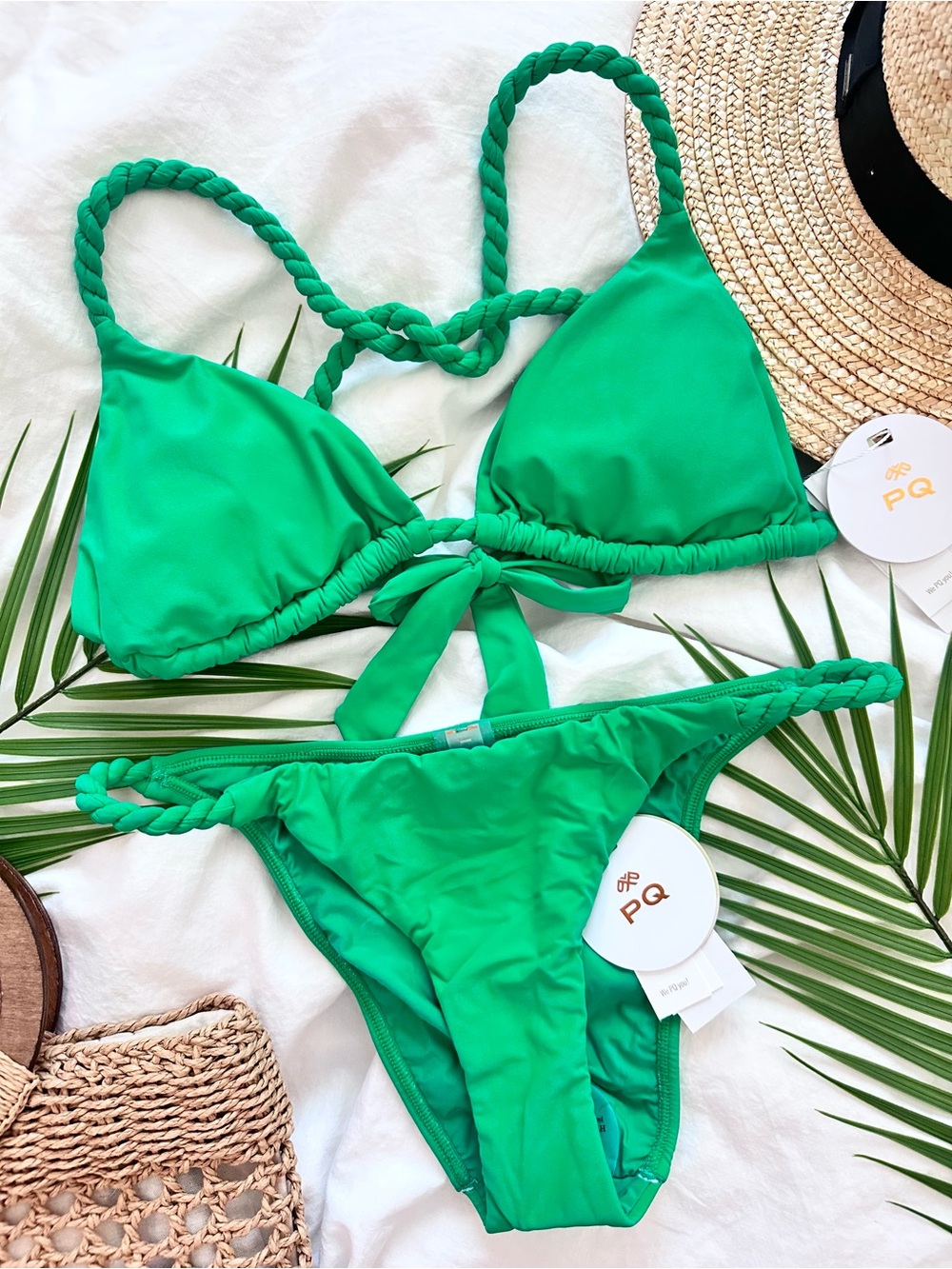 PQ Swim Shana Role Green Twisted Bikini Top | Teeny Arline Bottom